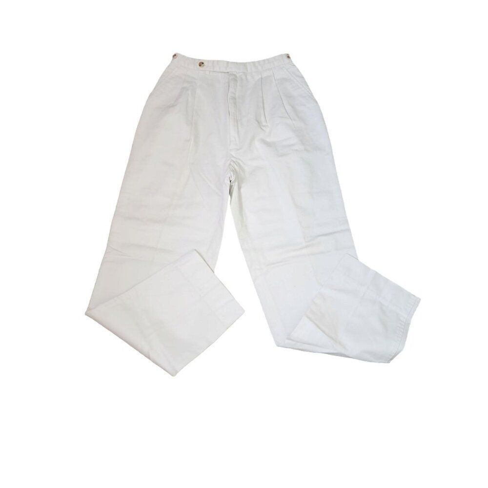 Vintage 80s Nordstrom Preppy Chinos Pants Womens Size 6 White Pleated